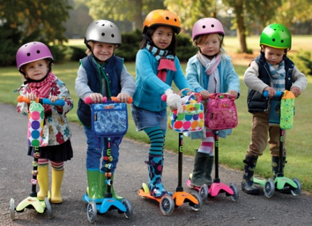 children on scooters